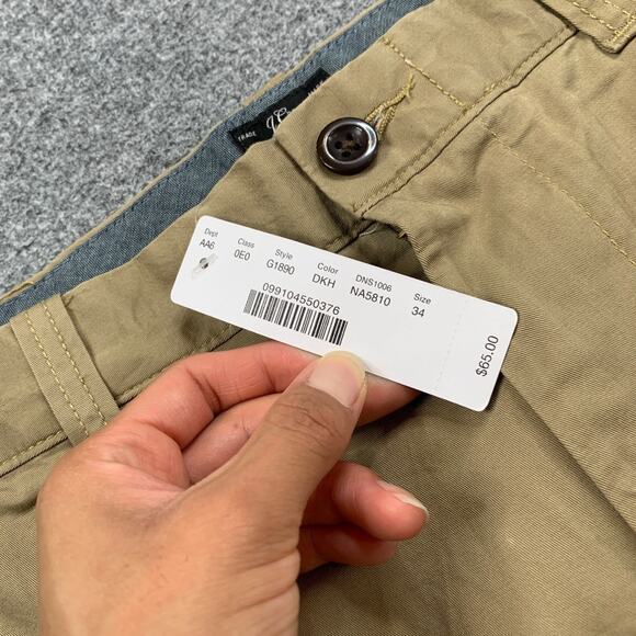 J Crew Shorts Mens 34 Scone Cotton Stretch Chino 10.5 in Flat Front Casual Golf - Picture 4 of 13